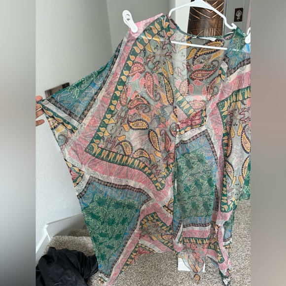 Zara Sheer Cardigan Long Line Boho Kimono Paisley Medium size - Picture 9 of 10